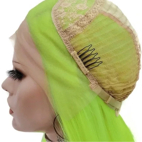 22” Neon Green Straight Lace Front Wig *NEW*